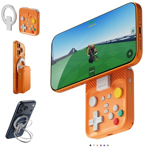 abxylute M4 aufsteckbarer Bluetooth-Gaming-Controller für Android, iPhone, kompatibel mit Switch 1 & 2, taschengroßer Retro-Arcade-Handy-Gamepad mit Ständer, Doppel-Joysticks, Turbo, Magnetfunktion