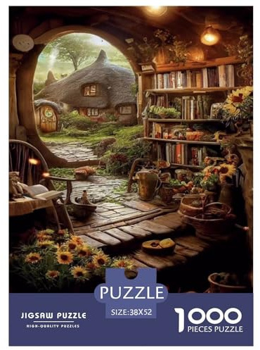 Hobbit Stil Cottage Puzzle 1000-teilige Schwer Puzzle Spielzeug Lernspiel Impossible Interessant Herausforderungsspielzeug Für Erwachsene Und Kinder Ab 14 Jahren 52x38cm/1000pcs
