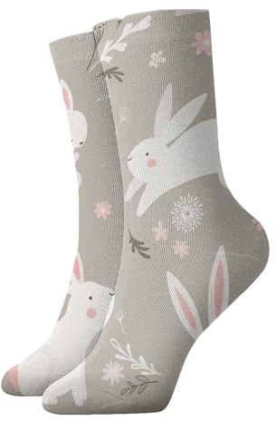 EdWal Warme Socken mit Osterhasen-Blumendruck, für Erwachsene, Paare, gepolsterte Stiefelsocken zum Laufen, Wandern, Sportlich