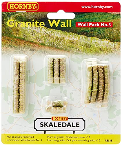 Hornby R8538 Skaledale 00 Gauge Granite Wall Pack No 3, Gray, 43 cm | Model Railway Accessories, Miniature Diorama Scenery for Hornby Train Sets, Lifelike Building Models, Scale 1:76