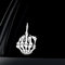 Auto-Aufkleber, Motiv: Totenkopf, Knochen, Mittelfinger, Weiß