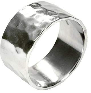 SILBERMOOS XL XXL Ringe in großen Größen Damen Herren Ring Bandring glänzend gehämmert handgeschmiedet Sterling Silber 925 Größen 64, 66, 68, 70, 72, Größe:66
