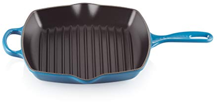 LE CREUSET Womens Signature Cast Iron Square Grillit - Marseille Blue, 26 cm