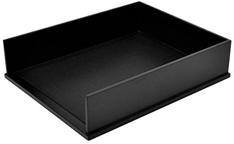 Victor 1142-5 Midnight Black Collection Briefablage, Frontlader, mattschwarze Farbe mit Kunstleder-Tablett-Pad für einen professionellen Look