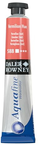 Daler-Rowney Aquafine Watercolour Paint, Aluminium Tube, 0.27oz - 8 ml, Vermilion Hue