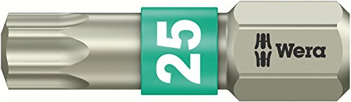 Wera 05073623001 3867/1 Embouts TORX TS SB, acier inoxydable, TX 25 x 25 mm, Gris/vert