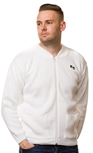 Bay eCom UK Men’s Bowling Golf White Cardigans Zipper Bowls Logo Sports Tops Jumpers Size S to 5XL (Small, White)