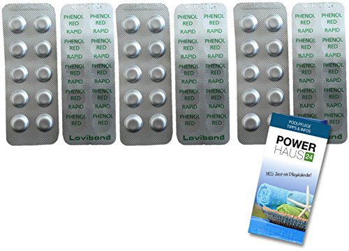 Lovibond 60 Phenol Rot Tabletten für Wassertester (Rapid, Farbabgleich) 6 Streifen a`10 Tabletten mit POWERHAUS24 Pflegefibel!