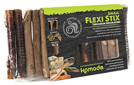Komodo Flexi Stix, Small, Terrarium or Vivarium Natural Decor, Suitable for reptiles, amphibians and invertebrates,Brown