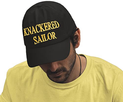 4sold Kapitänsmütze Cap Captain Ancient Mariner, Captain Cabin Boy Crew First Mate Yachting Baseballmütze Inschrift Schriftzug Schwarz Weiß rot Weiss Army Military Baseballmütze Security (KNACKERED SAILOR)