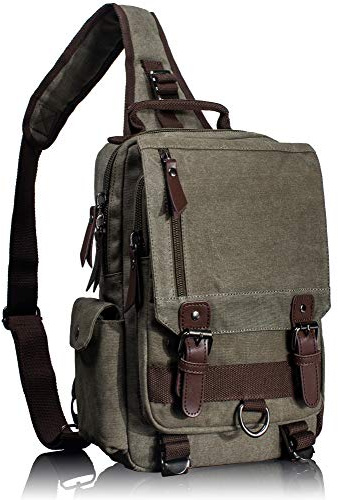 Leaper Canvas Crossbody Bag Sling Bag Brusttasche Unisex Umhängetasche Outdoor (S, Armeegrün)