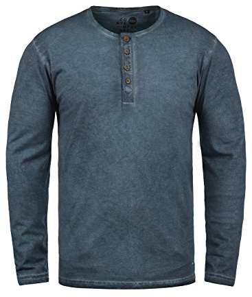 Solid SDTimur Herren Longsleeve Langarmshirt Shirt mit Grandad-Ausschnitt 100% Baumwolle Regular fit, Größe:M, Farbe:Insignia Blue (1991)