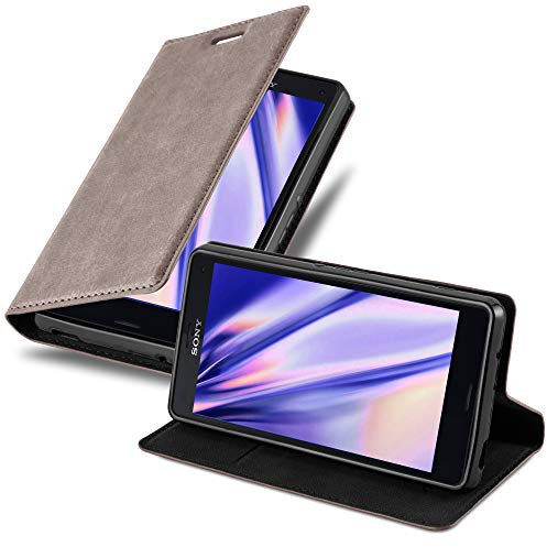 Cadorabo Hülle kompatibel mit Sony Xperia Z3 COMPACT aus Premium Kunst Leder Flip Klappbare Stoßfeste Magnetische [Standfunktion] [Kartenfächern] Cover Hülle für Sony Xperia Z3 COMPACT Tasche in Braun
