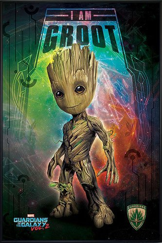 Close Up Guardians of The Galaxy Vol. 2 Poster Kid Groot (93x62 cm) gerahmt in: Rahmen schwarz