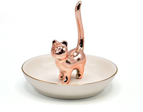 ROSA&ROSE Katzen-Ringhalter, Schmuck-Tablett, Ringschale, Keramik, Schmuckaufbewahrung, Heimdekoration, Geschenke
