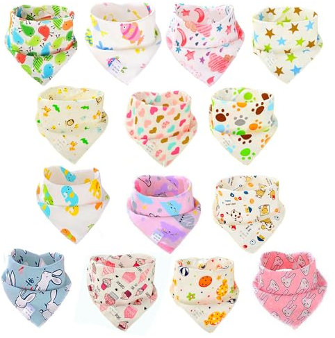 SLOSH 14 Baberos Bebe Bandanas Bufanda Toalla Drool Babas Tela para Bebé Niña Recien Nacido Bandana Bebe Babero Algodon Absorbente Suaves Grandes Para Sialorrea y Dentición (Sólo para niña)