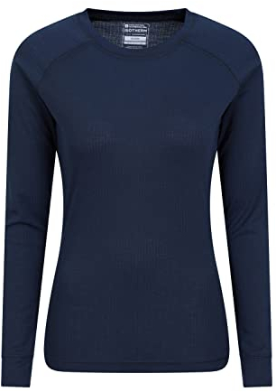 Mountain Warehouse Talus Womens Long Sleeves Baselayer Top - Thermal Underwear, Lightweight Ladies Shirt, Breathable, Warm & Easy Care - Spring Summer & Outdoors Navy Women's Size 8