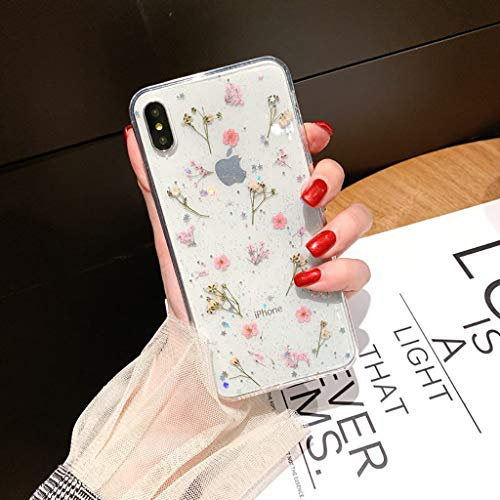 Bakicey Hülle für iPhone Xr Handyhülle Getrocknete Blumen Kristall Gel Schutzhülle Ultradünn Handgefertigt Immerwährende Blume Bumper Case Cover Schale hülle für iPhone Xr(E)