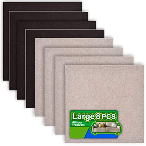 8 Pack - 2 Farben Self Adhesive Square Möbel Filz Pad Oberflächenschutz für Hartholz, Fliesen, Laminated Boden - Cut into jede Form - 8er-Pack