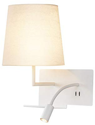 SLV SOMNILA FLEX, Indoor LED Wandaufbauleuchte 3000K weiß Version links inkl.USB Anschluss