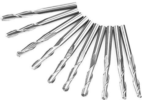 10Pcs/Pack 3.175 x17mm Flautas Dobles de Acero de tungsteno Fresas de Extremo de Punta de Bola de carburo Fresas CNC para Corte y Grabado