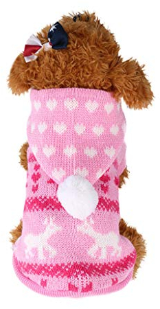 Weihnachten Hundepullover Winter Warm Strick Hoodie Hundepulli für Kleine Hunde Chihuahua Französische Bulldogge