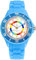 Alienwork Kids Montre Pédagogique Apprendre l'Heure Enfants Garçon Fille Bleu Clair Bracelet en Silicone Multicolore Enfants Résistant à l'eau 5 ATM Temps d'apprentissage