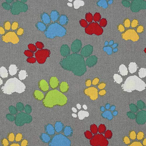 SCHÖNER LEBEN. Baumwollstoff Pfoten Pfotenabdrücke grau bunt 1,6m Breite