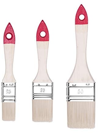HARDY WORKING TOOLS Flachpinsel-Set 3-teilig, Breite 1 Zoll, 1.5 Zoll, 2 Zoll, Malerpinsel Set mit Holzgriff, Lackierpinsel 3PCS, Serie *30*, A0280-030100, Rot, 1 / 1.5 / 2 Zoll