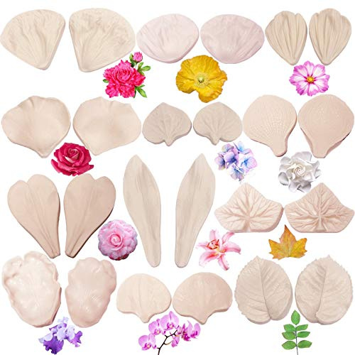 kulepin Set di 12 stampi in silicone a forma di fiore di pasta di zucchero, per fondente, cioccolato, sapone, argilla polimerica, decorazione di torte