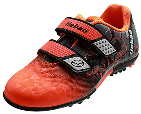 rismart TieBao Fußballschuhe Unisex Kinder Kunstrasen Indoor Fussballschuhe Jungen Orange, 33