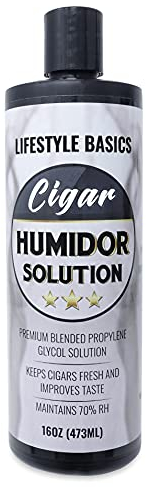 Lifestyle Basics Zigarren-Humidor-Lösung 473 ml – Luftbefeuchter-Flüssigkeit – Premium-Propylenglycol-PG-Lösungsformel – 70% RH – sicher und ungiftig