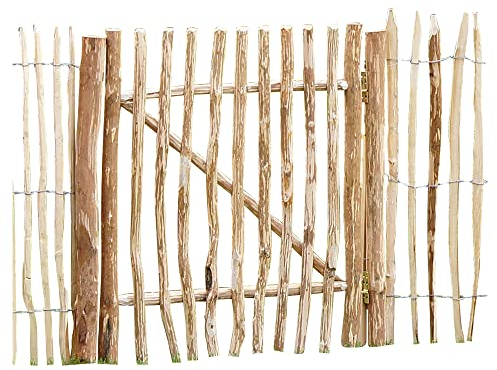 NOOR Staketenzauntor aus Berg-Haselnuss 0,9x10 m I Lattenabstand 7-8cm I Robustes Zauntor für den Garten