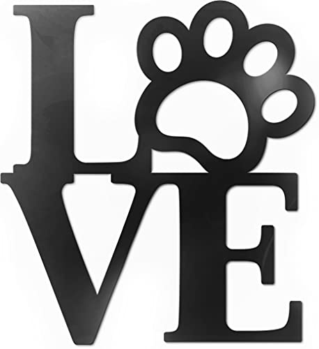 Vivegate Wanddekoration mit Pfotenabdruckmotiv, schwarze Metallkunst, 31,5 x 29,5 cm, Hundezimmerzubehör, Dekoration für Hundeliebhaber, Metall-Wanddekoration, Liebe, Tiere, Kunst