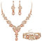 Ever Faith Wedding Jewellery Set for Women, Sparkly Rhinestone Crystal Vintage Floral Teardrop Brides Bridal Necklace Earrings Bracelet Sets Prom Party Costume Jewelry 3 Pcs Champagne Color