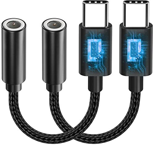 VddSmm Adaptador USB C a Jack de 3,5 mm, Adaptador de Audio para Auriculares USB Tipo C Adaptador de Auriculares Tipo C Compatible con Samsung Galaxy S23 S22 S21 MacBook Pro iPad