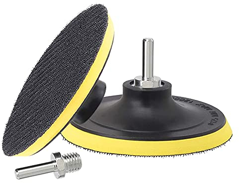 Mesee Polierpad Adapter, 2 Stück 5 Zoll/125 mm Klett-Schleifteller mit M14-Bohradapter, Klettverschluss Schleifen Polieren Pad, Haken und Schlaufe Polierteller für Bohrmaschine Polierer-Zubehör
