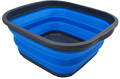 SAMMART zusammenklappbare Wanne (Grau/Blau, 5.5L Wanne)