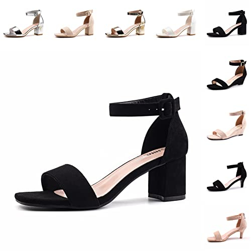 Sandaletten Damen mit Absatz Blockabsatz Absatzschuhe Riemchensandalen Sommerschuhe Schnür Heel Lack Offene Frauen Sandalen Schwarz Größe 42 EU