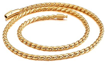 Homxi Gothic Halsketten Herren,Kette 5mm Kette Männer 67 cm Kette Edelstahlkette Herren Halskette Herren Gold