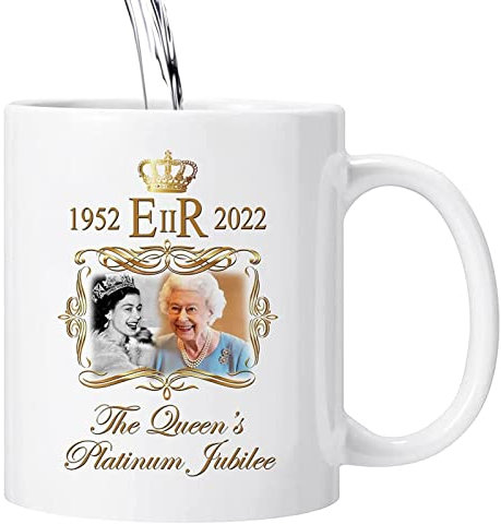 Pratvider deuil d'Elizabeth II | Tasse Souvenir en céramique Queens Platinum Jubilee | Coupe commémorative des collectionneurs, célébrant Les 70 Ans Sa Majesté sur Le trône