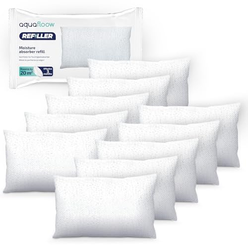 Aquafloow Luftentfeuchter Nachfüllbeutel, Granulat im 250g Nachfüll-Beute, Raum-Entfeuchter, Nachfüll-Packs | Verhindert Schimmel, Schützt Wände Unangenehme Gerüche – 10er Pack