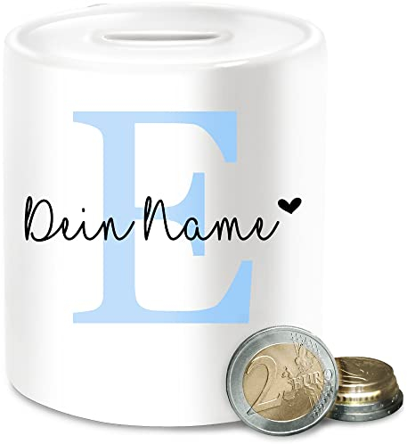 Spardose - Buchstaben Anfangsbuchstabe - Name anpassbar Buchstabe Herzchen I Geschenk Initialen - Unisize - Weiß - dem trinkgeldkasse personalisierte e gelddose trinkgeldkaasse personalisierter