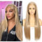 Sapphirewigs Ash Blond Lange gerade Perücke 13x6 Lace Front Perücke Damen Gerade synthetische Haare 150% Dichte Party täglich tragen Weihnachten 26 Zoll