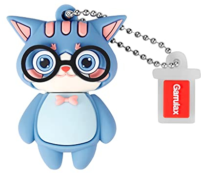 GARRULAX Clé USB 64 Go étanche en silicone USB 2.0 haute vitesse USB 2.0 avec stylo, stockage de la date, disque U (chat bleu)