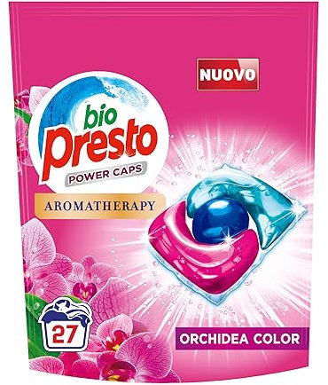 Bio Presto Power Caps Color, Detersivo Lavatrice Predosato In Capsule, Confezione Da 27 Lavaggi