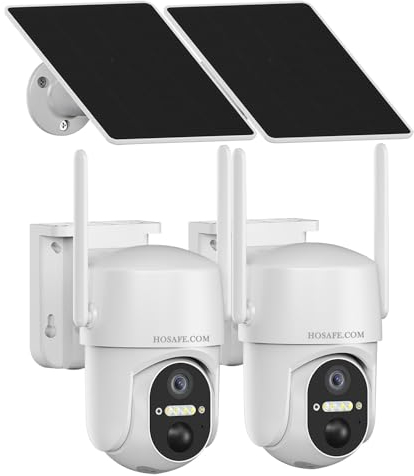 HOSAFE.COM Überwachungskamera Aussen WLAN, Überwachungskamera Aussen Solar, 360 Outdoor Kamera mit PTZ, PIR Sensor, 2K HD Farb Nachtsicht, SD/Cloud, IP66 Wasserdicht