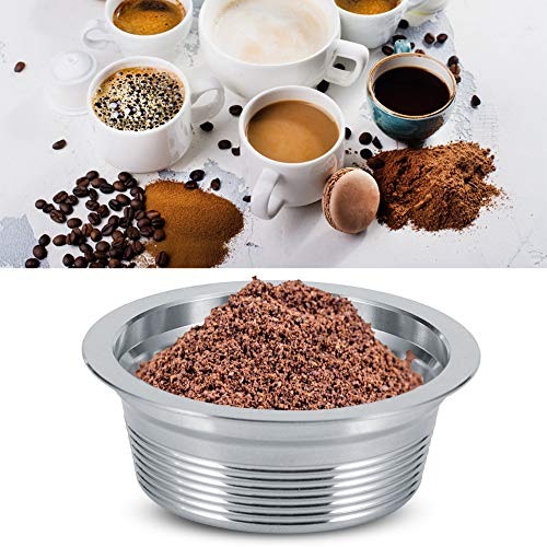 NirWa Cápsula de café Recargable Reutilizable, Juego de cepillos de Cuchara de película de Taza de cápsula de café de Acero Inoxidable Apto para máquina de café LAVAZZA A Modo Mio