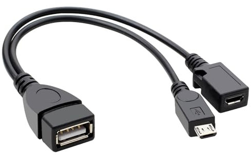 USB Port OTG Adapter, 2-in-1 Micro USB to USB Adapter OTG Power Cable Compatible with Firestick 2nd 3rd Gen 4K Samsung Andriod PlayStation Classic Tablets Rii Logitech Keyboards SNES NES and More