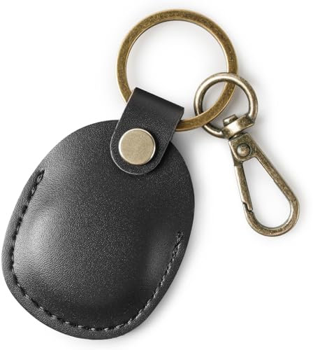 Ainiv AirTag Custodia Portachiavi, Portachiavi in Pelle per Airtag, Portatile Porta Chiavi per Airtag,Resistente Ai Graffi,Case Vintage Tracker Protezione - Nero